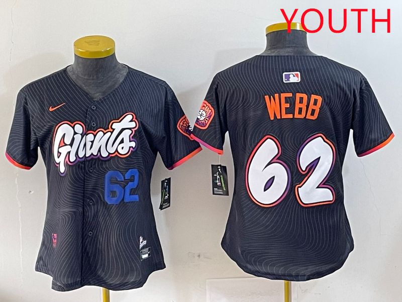 Youth San Francisco Giants #62 Webb Black Joint Name Nike 2025 MLB Jersey style 6